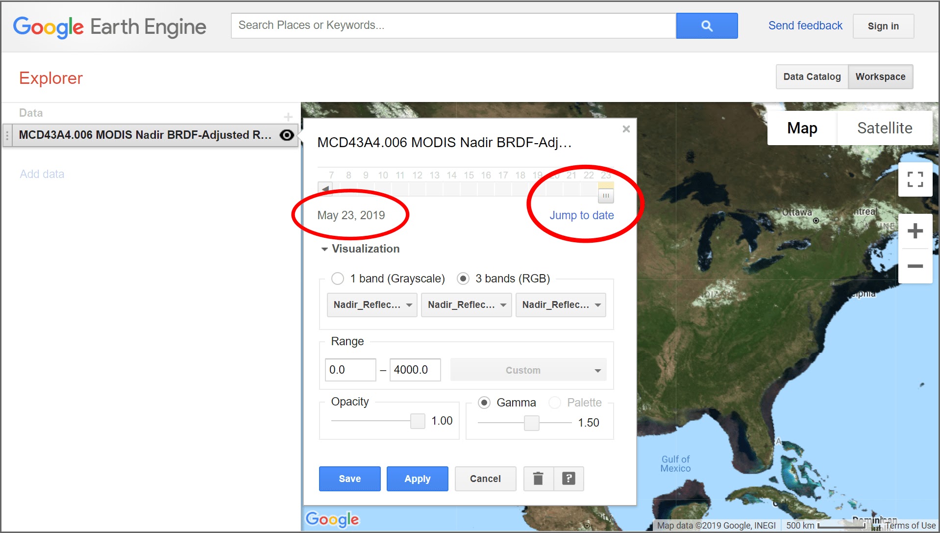 google earth engine explorer data layer date