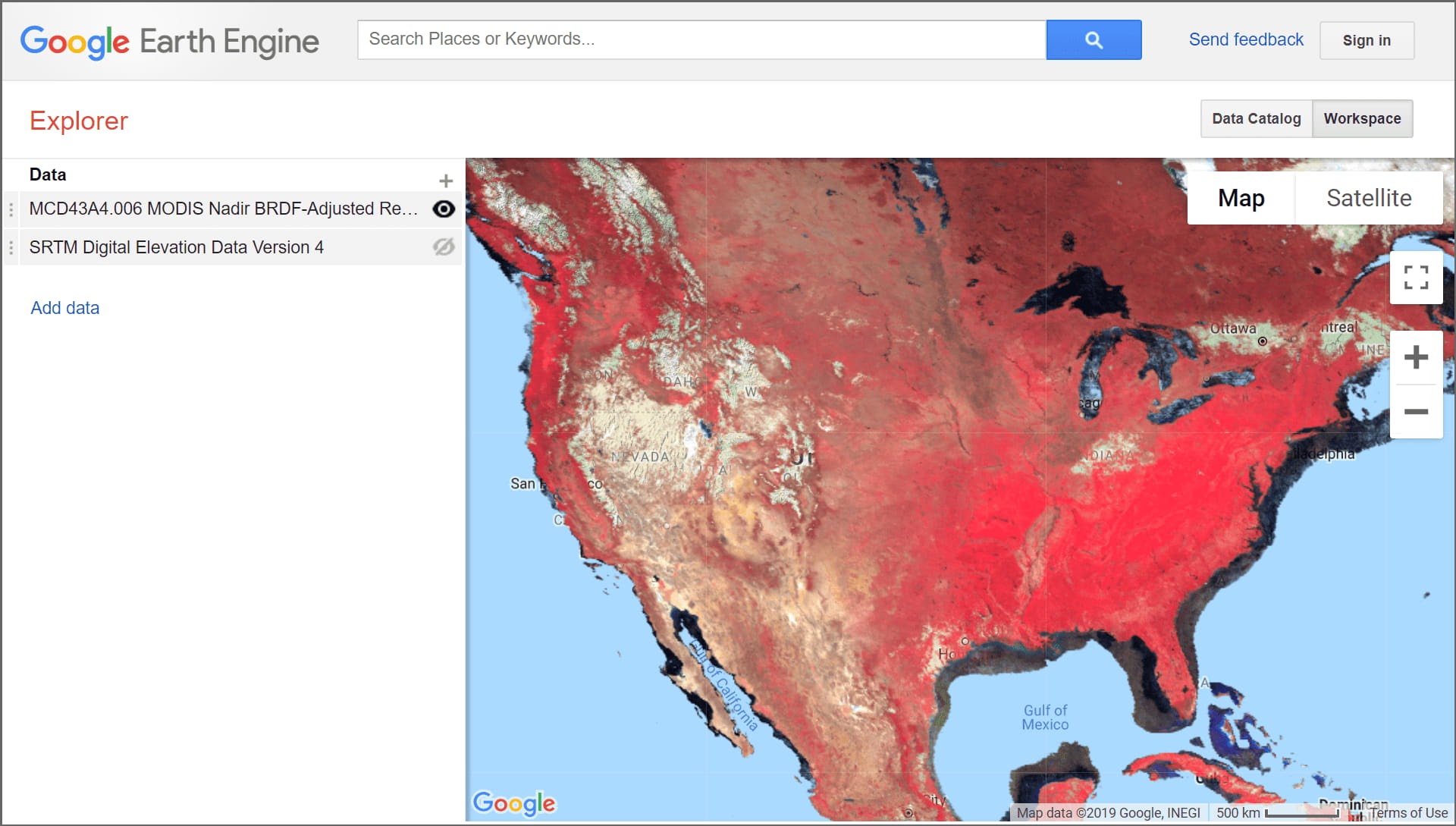 google earth engine explorer three band false color