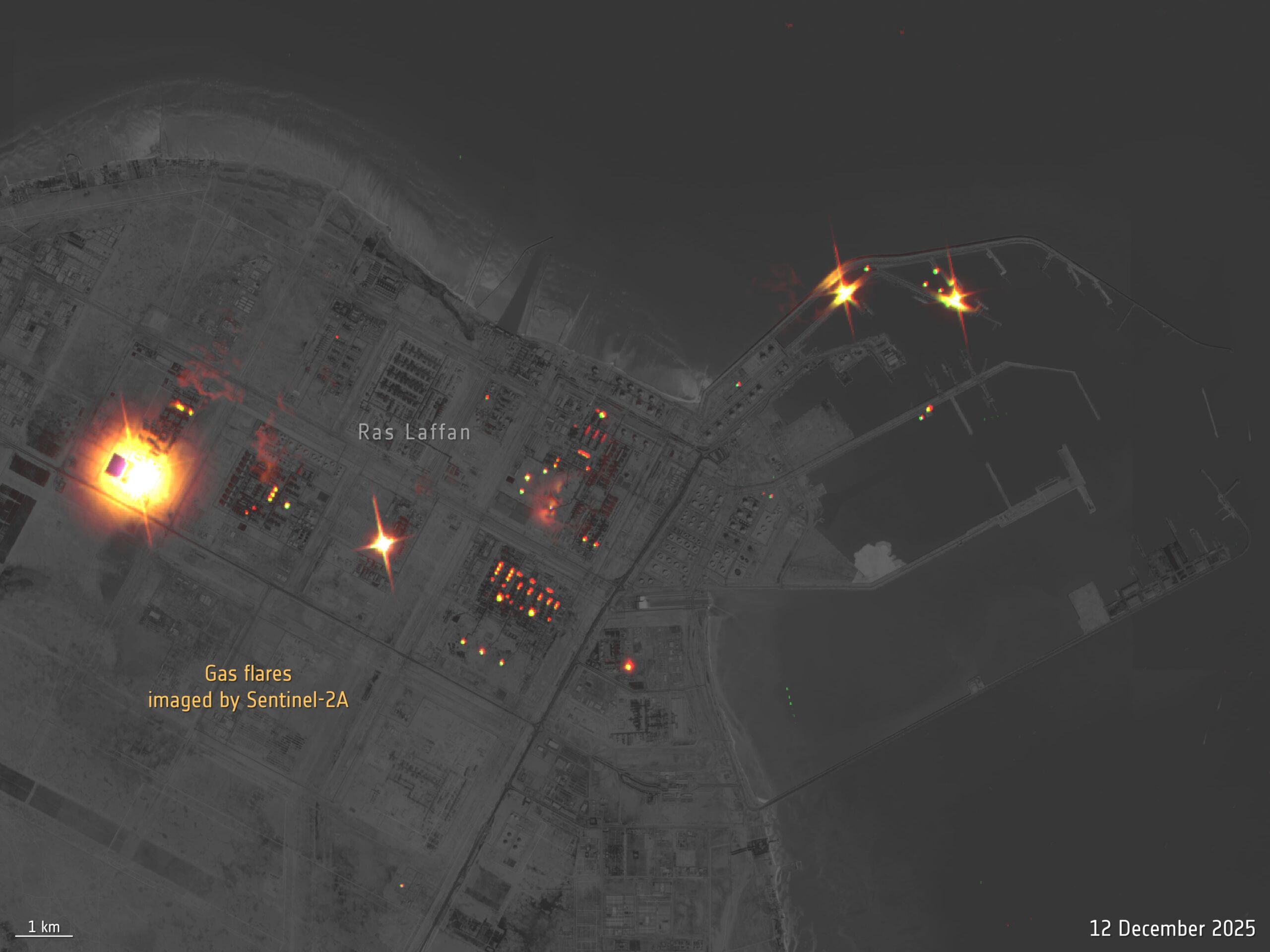 Ảnh chụp trong chiến dịch ban đêm của vệ tinh Sentinel-2
